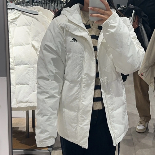 ADIDAS阿迪达斯白色外套男冬季新款连帽户外运动休闲羽绒服IZ4884