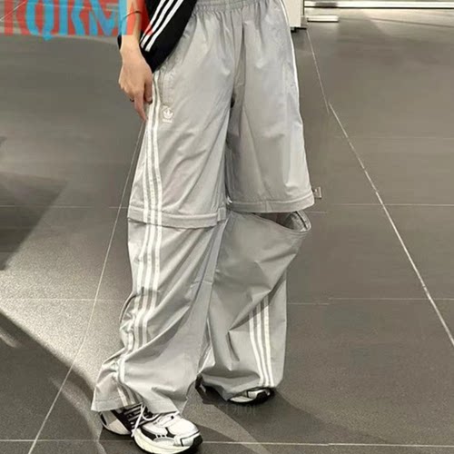 阿迪达斯三叶草夏季男女款二合一可拆卸扭扭裤短裤运动长裤KD8212