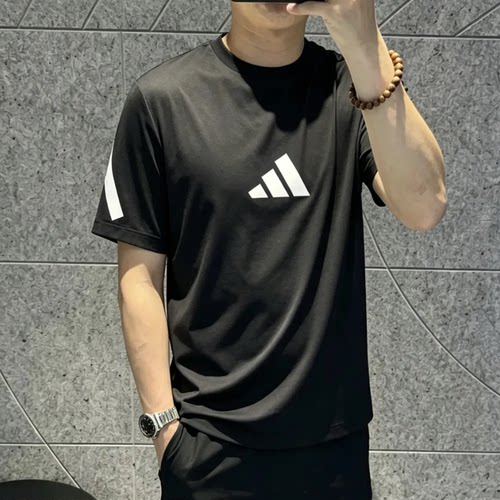 ADIDAS阿迪达斯男子半袖纯棉舒适透气训练运动圆领短袖T恤 JC7920