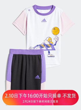 阿迪达斯三叶草小童儿童百搭户外运动休闲透气短袖短裤套装HD7545