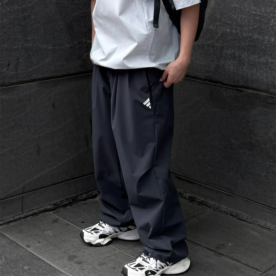 阿迪达斯FOS男子春季梭织防风直筒宽松运动户外长裤 JM6244 6245