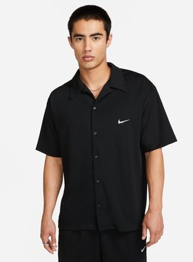 Nike耐克新款男子半袖运动透气休闲单排扣衬衫短袖T恤 FB6985-010