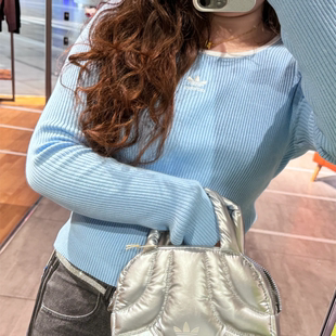 上衣 方领针织T恤打底衫 JM8054 女子修身 阿迪达斯三叶草宋茜同款