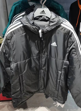 阿迪达斯休闲户外保暖连帽棉服男装冬季轻运动棉衣 KF6755 GH4601