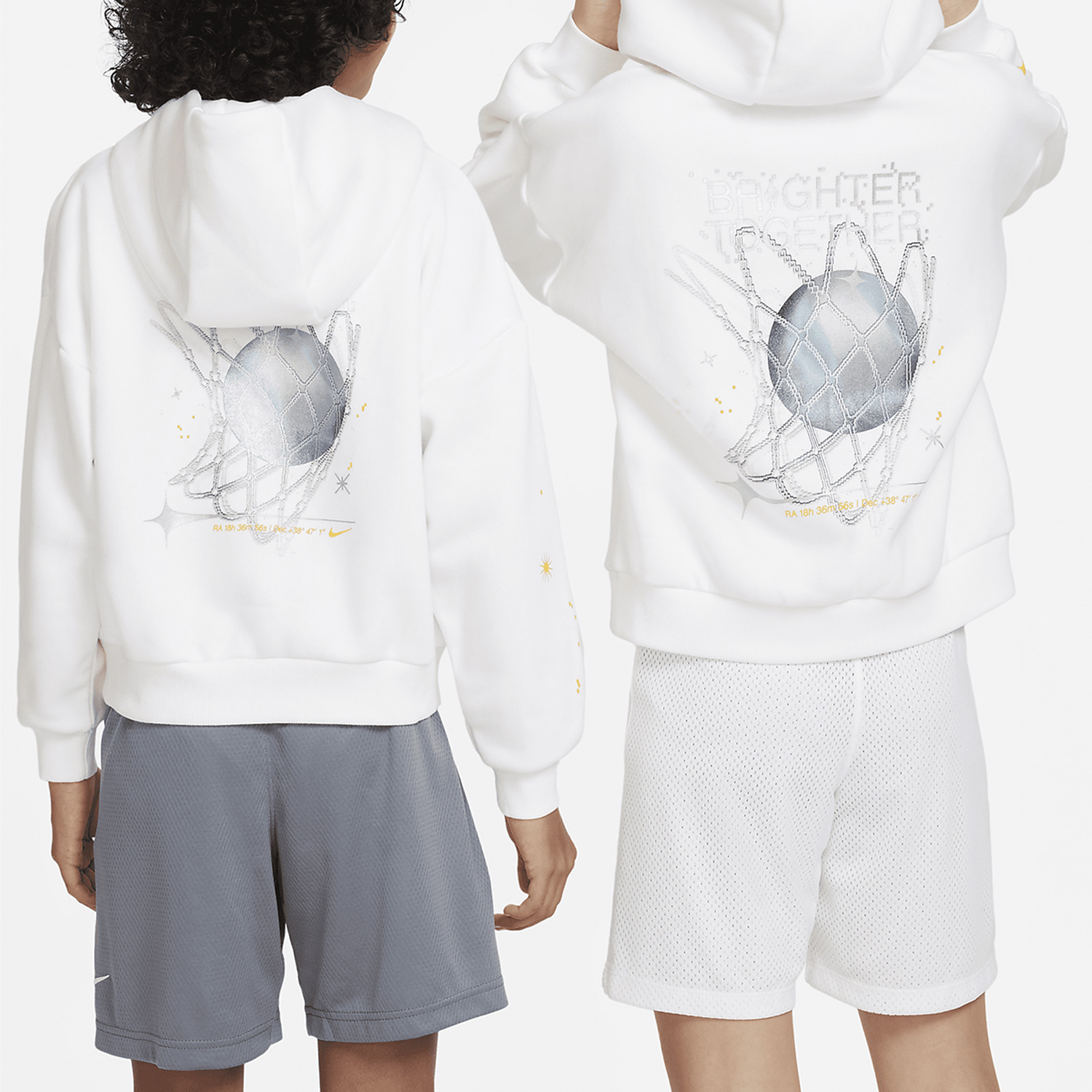 Nike/耐克中大童男女运动休闲针织连帽简约纯白卫衣 DX5519-100