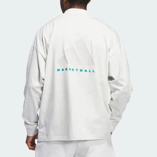 ADIDAS阿迪达斯时男女百搭宽松印花半高领运动休闲长袖T恤 IZ4915