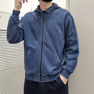 阿迪达斯三叶草男装春款复古做旧水洗宽松连帽夹克宽松外套KA6759