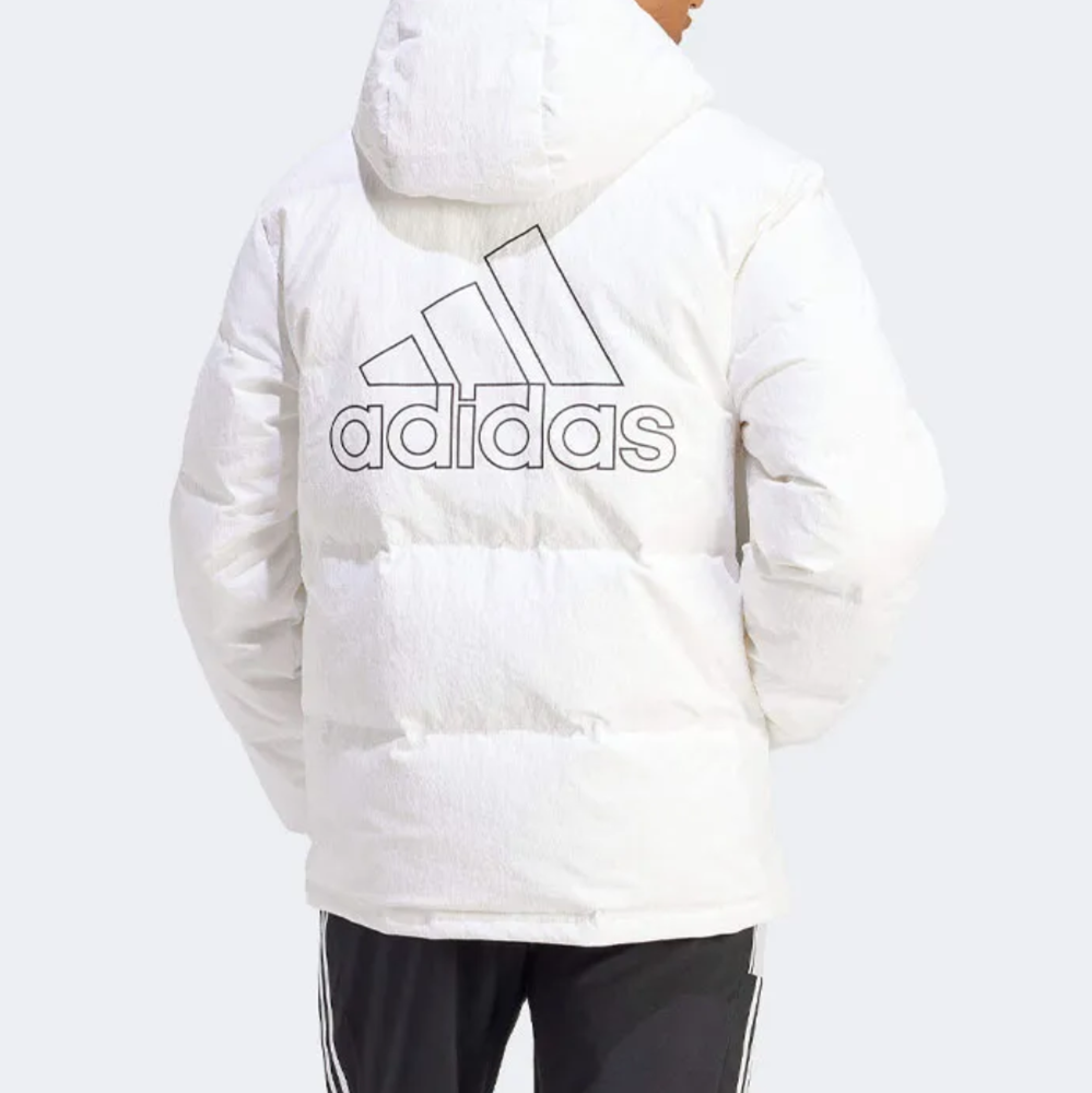 ADIDAS阿迪达斯白色外套男冬季新款连帽户外运动休闲羽绒服IZ4884