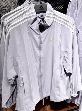 Adidas阿迪达斯女子休闲运动训练立领三条纹梭织夹克外套 JI9767