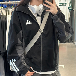 ADIDAS阿迪达斯防风衣男款立领夹克上衣宽松美式复古外套KC3920