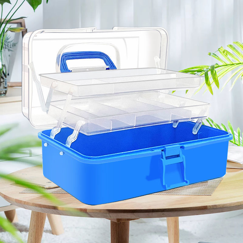 三层彩色塑料工具箱13寸 多功能大号医药家用儿童绘画美术收纳箱