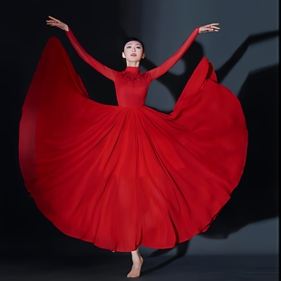 古典舞蹈服女大摆渡连衣裙万疆演出服新疆现代舞飘逸灯火里 中国