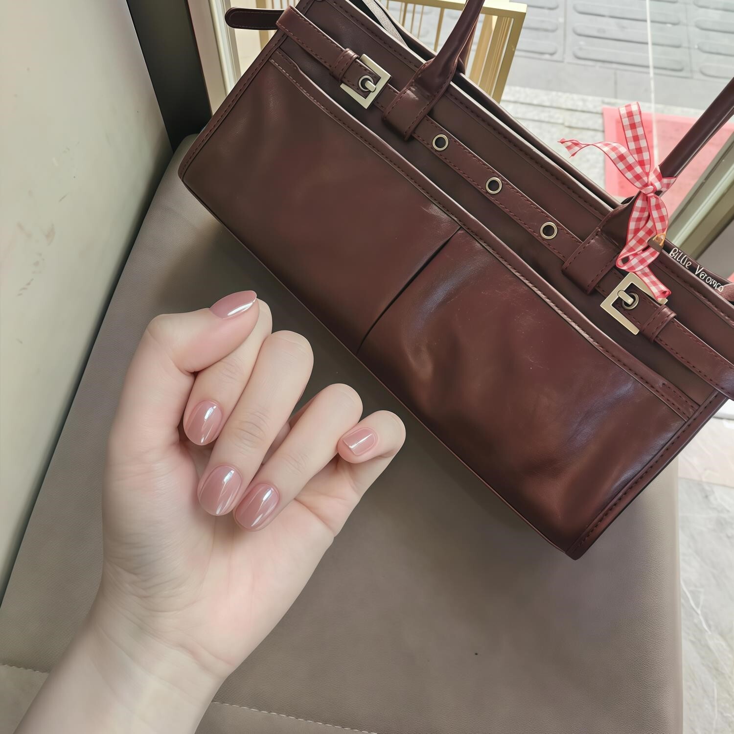 【粉釉贝影】海莉贝壳粉美甲 裸粉月光粉纯色指甲 手工穿戴甲片