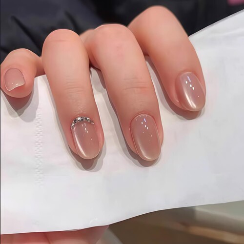 清透猫眼镶钻穿戴甲2026年新款手工穿戴美甲婚甲显白高级感指甲贴