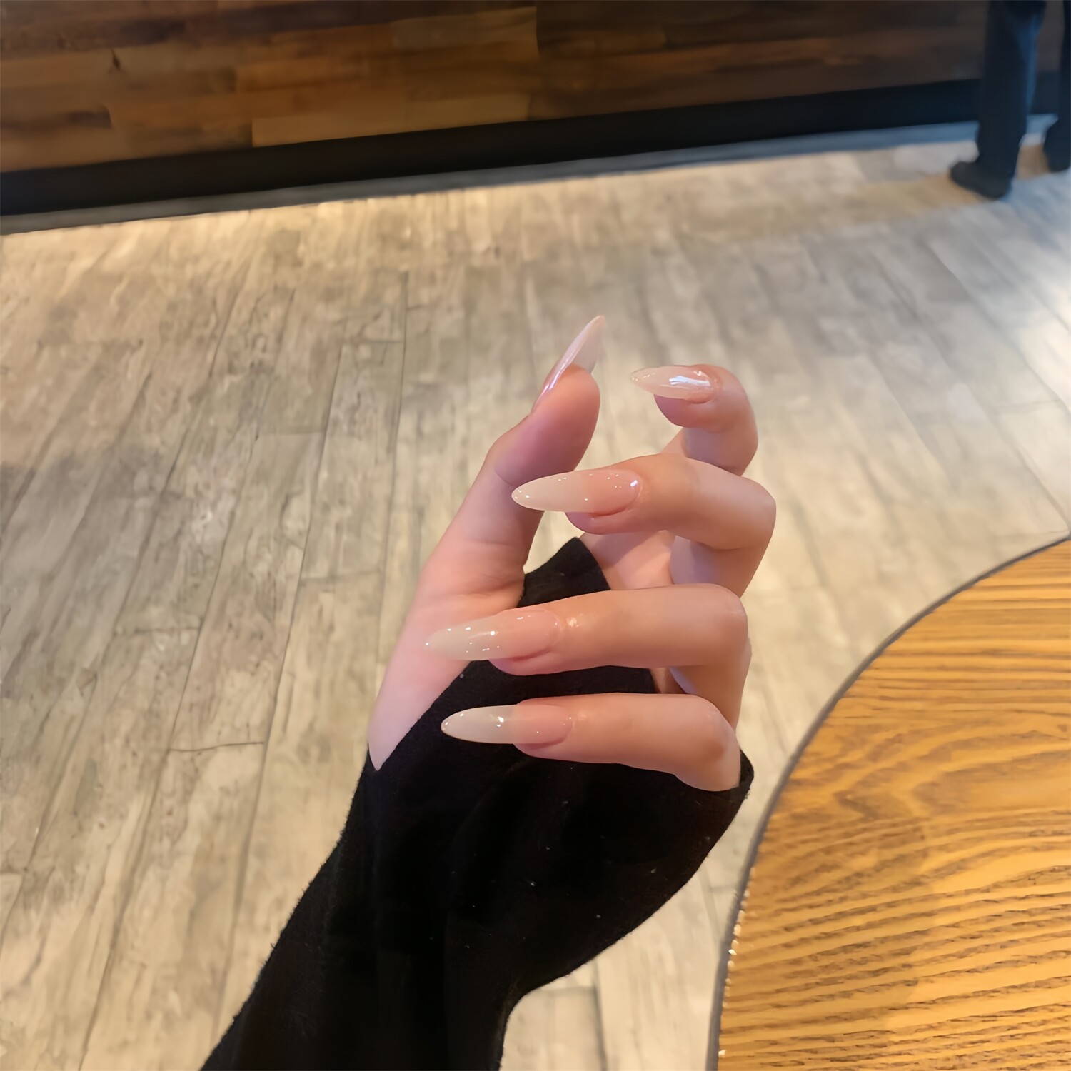 华妃同款冰透裸色手工光疗穿戴甲