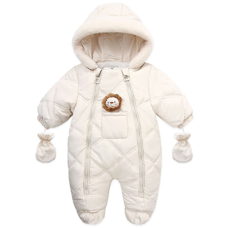 婴儿冬季外出羽绒棉服三个月新生儿包脚加绒加厚保暖一岁男女宝宝
