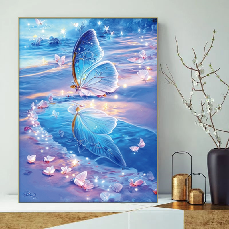 蝶意莺情十字绣小幅蝴蝶小件卧室