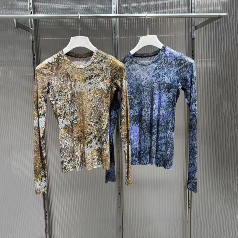 现货江南同款2025秋季新款花卉印花图案长袖T恤皮肤衣5P9113070