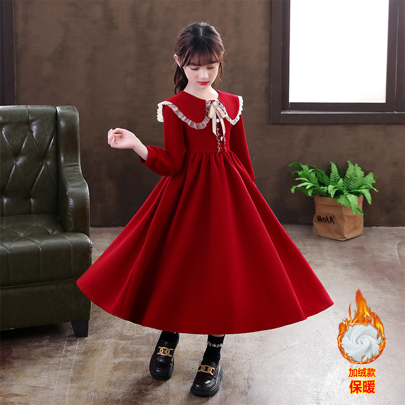 秋冬新款韩版学院风中大童长裙儿童裙子秋冬款加绒红色长袖裙子,童装/婴儿装/亲子装,连衣裙,淘宝优惠券,粉丝福利购,淘宝优惠卷