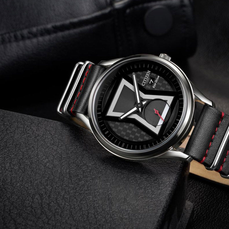 西铁城日本官方正品漫威系列黑寡妇标志光动能男表bv1138-01w