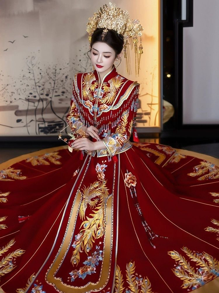 2461秀禾服新娘2024新款结婚婚服新式出阁服重工中式嫁衣出嫁秀禾
