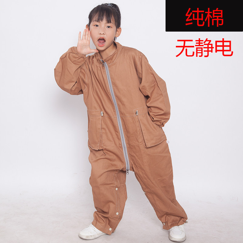 纯棉连体爬服男全身防脏罩衣女春秋哈衣冬季棉衣外套易洗儿童罩衣