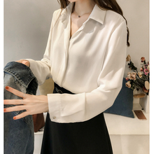 女长袖 气质纯色衬衫 上衣简约OL雪纺衬衣打底衫 女2019新款 秋装 韩版