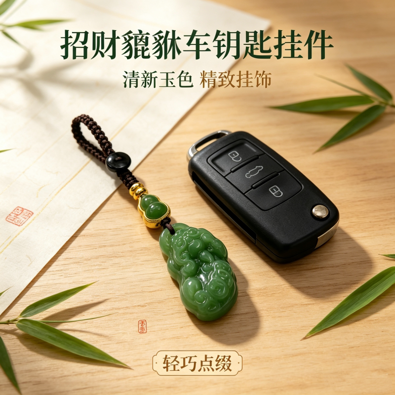 招财貔貅汽车钥匙扣挂饰铜钱创意情侣腰挂汽车钥匙链挂件饰品