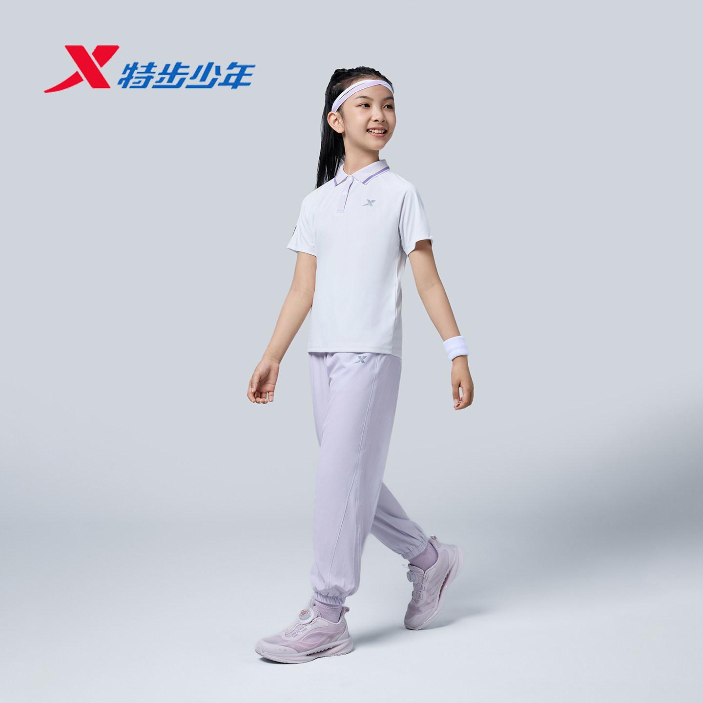 特步儿童运动速干裤女大童2026夏季版薄款慢跑成长裤674224664077