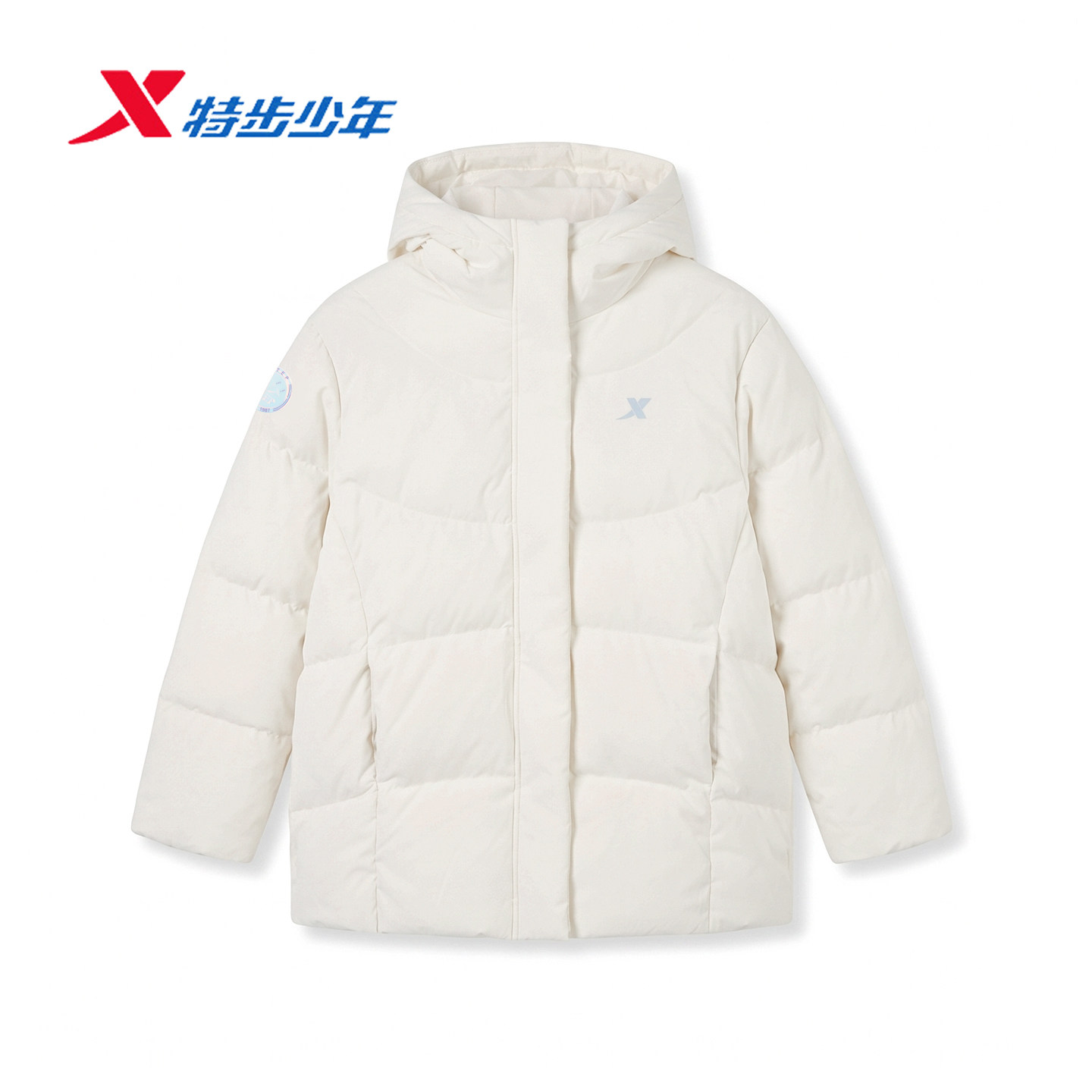 特步童装女大童羽绒服2026冬季新款鸭绒保暖连帽卫衣674424194314