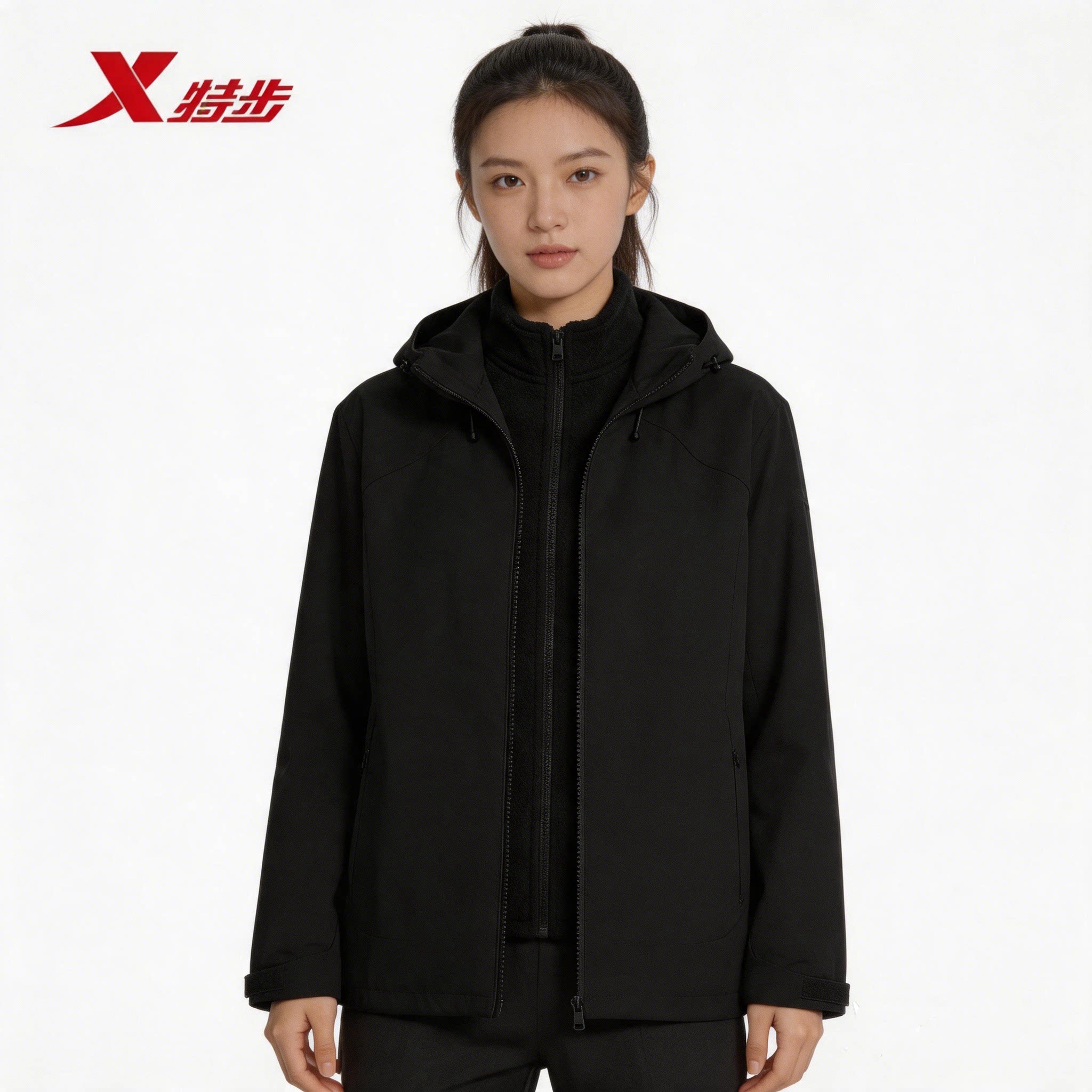 特步冲锋衣女款2026秋冬季新款三合一加绒加厚两件套974428660037
