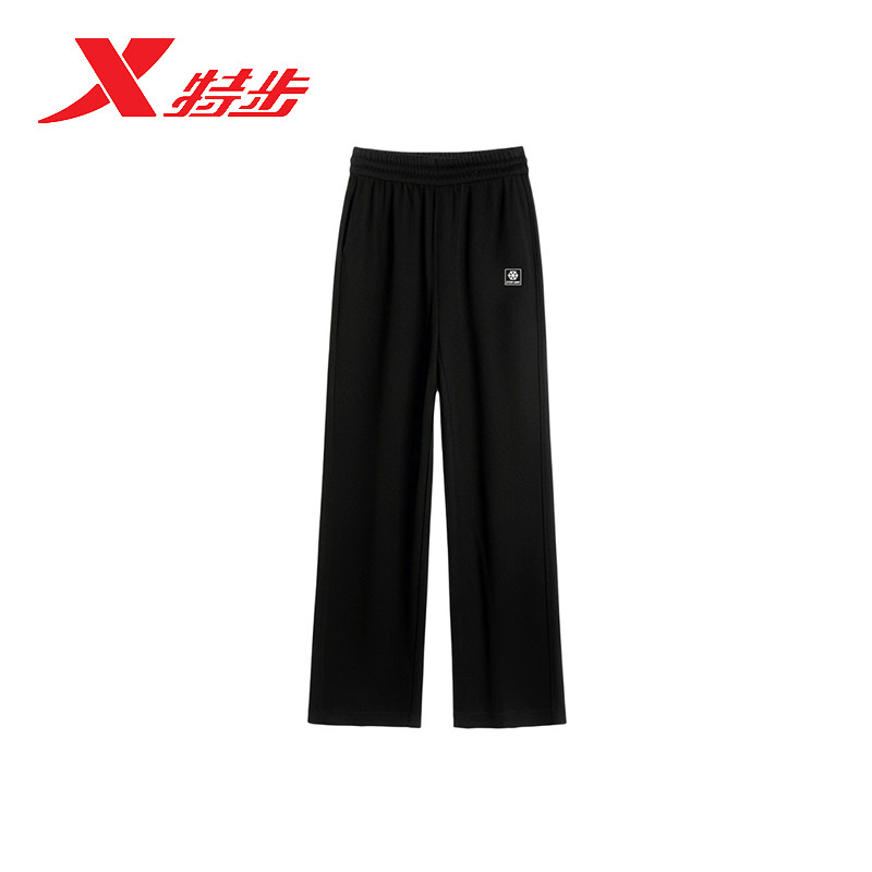 特步女裤加绒运动裤2025冬季新款女宽松直筒针织长裤975428630669