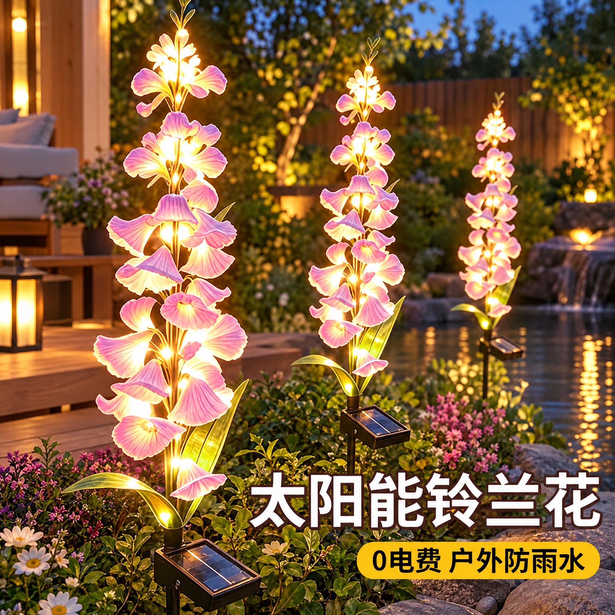 新款太阳能防水庭院地插花灯