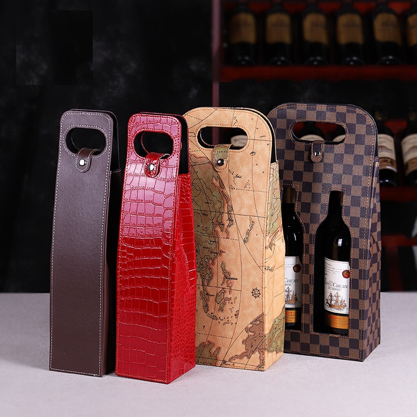 红酒盒皮盒单支装红酒包装盒法国葡萄酒礼盒礼品手提袋子单只包邮