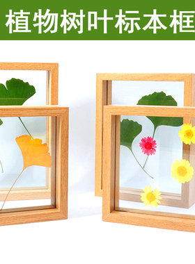 树叶标本框标本夹植物干花正方形A4剪纸diy画框 双面玻璃相框摆台