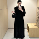 褶皱气质时尚 ZhangSutong黑色雪纺连衣裙女2025年夏季 新款 长裙子