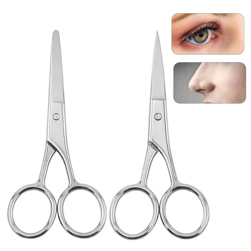 不锈钢胡须剪刀鼻毛剪化妆修眉剪睫毛美容剪黑色胡子剪刀宠物剪刀