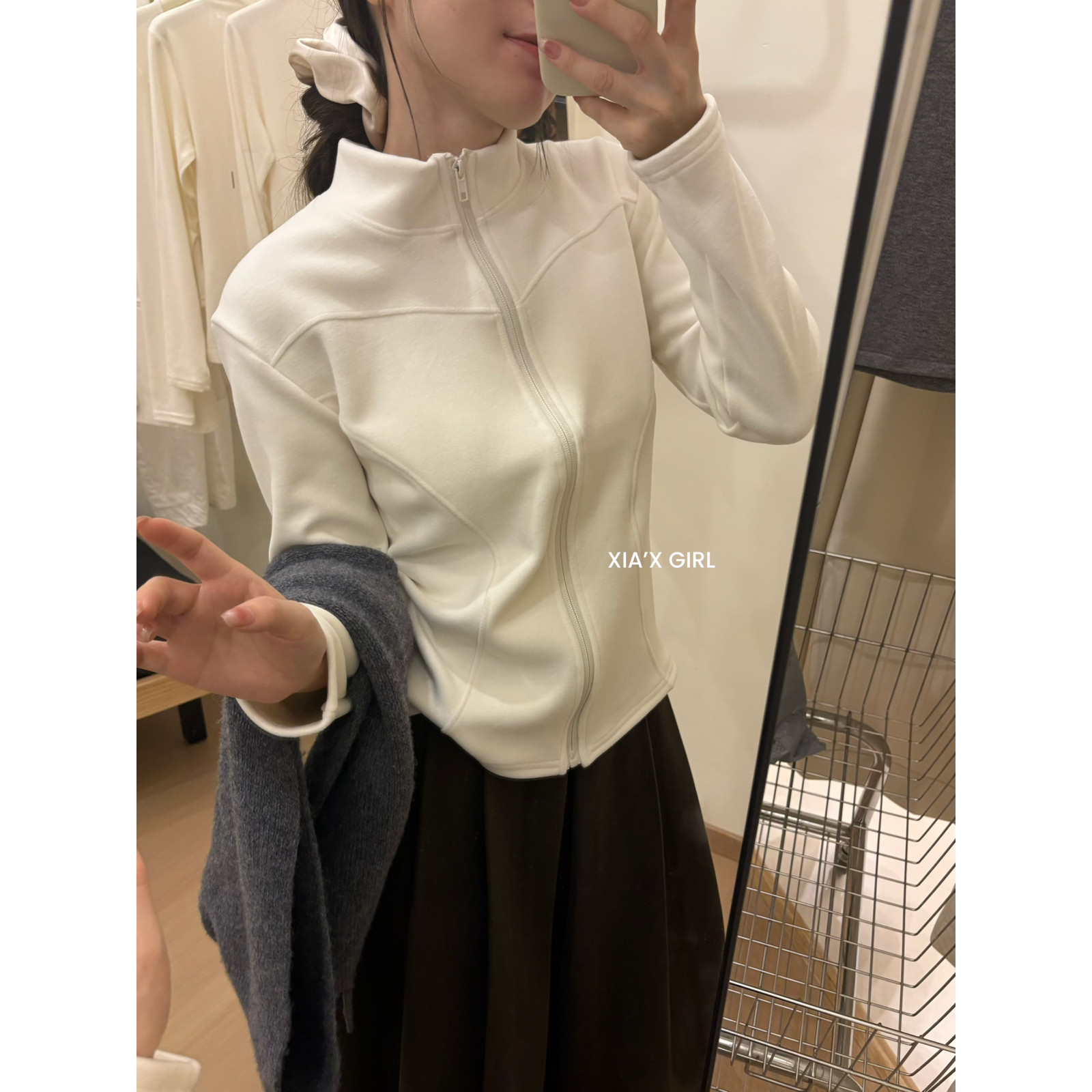 XIA夏夏-衣卫衣外套运动修身显瘦瑜伽服拉链开衫短外套HS803MY-D