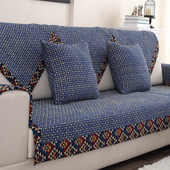 四季 新款 老粗布棉亚麻防滑沙发垫布艺沙发巾套罩时尚 坐垫组合定制