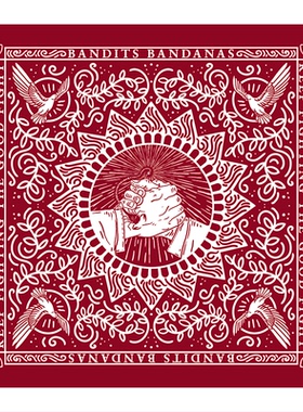 红色庇护之手方巾西海岸腰果花头巾哈雷摩托机车领巾骑行面巾围巾