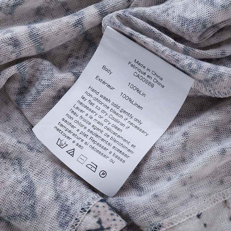 여름 대외 무역 여성용 프린트 린넨 반팔 100% 린넨 통기성과 편안한 바닥 라운드 넥 루즈 반소매 외부 착용 가능