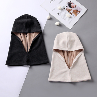 真丝羊毛保暖帽子围脖一体防风防寒头套桑蚕丝护颈保暖连体帽