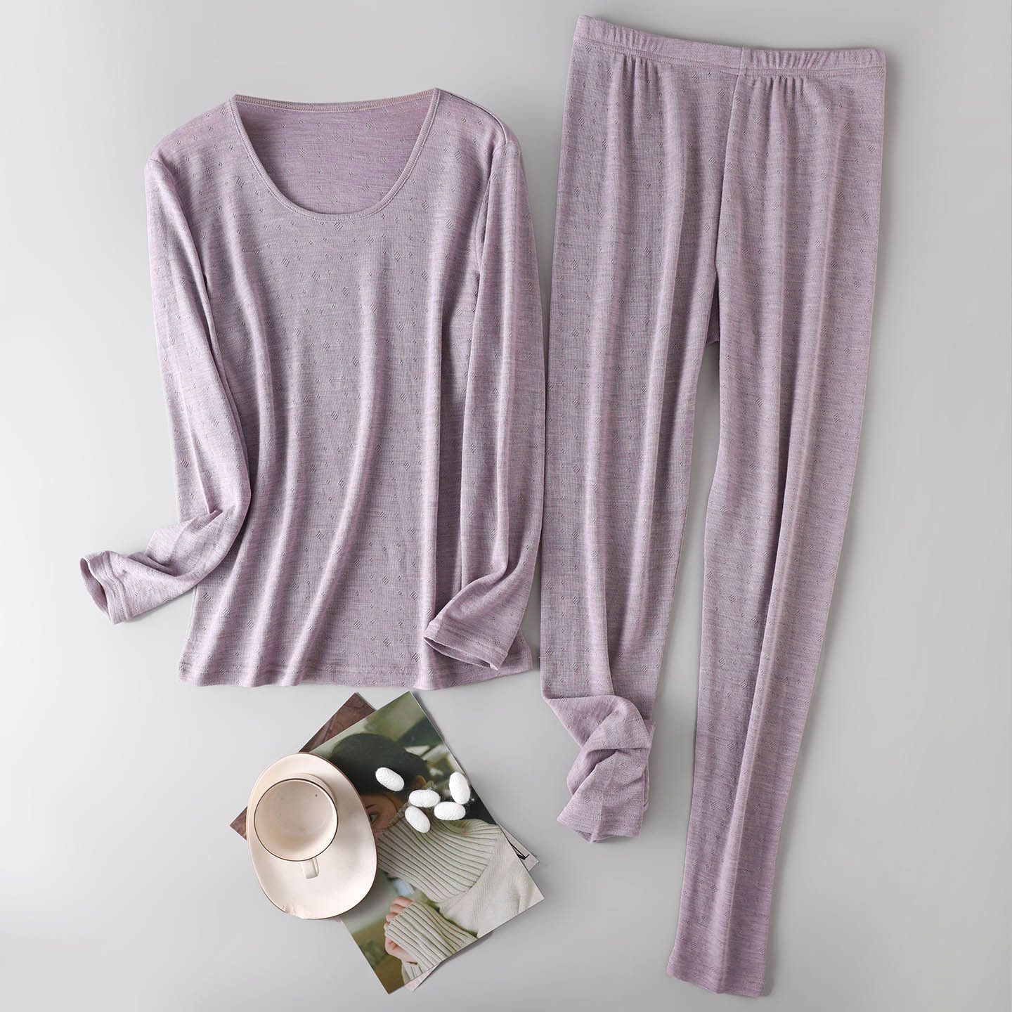 秋冬100%绵羊毛女士保暖套装 羊毛舒适亲肤经典镂空提花秋衣秋裤,女士内衣/男士内衣/家居服,保暖套装,淘宝优惠券,粉丝福利购,淘宝优惠卷