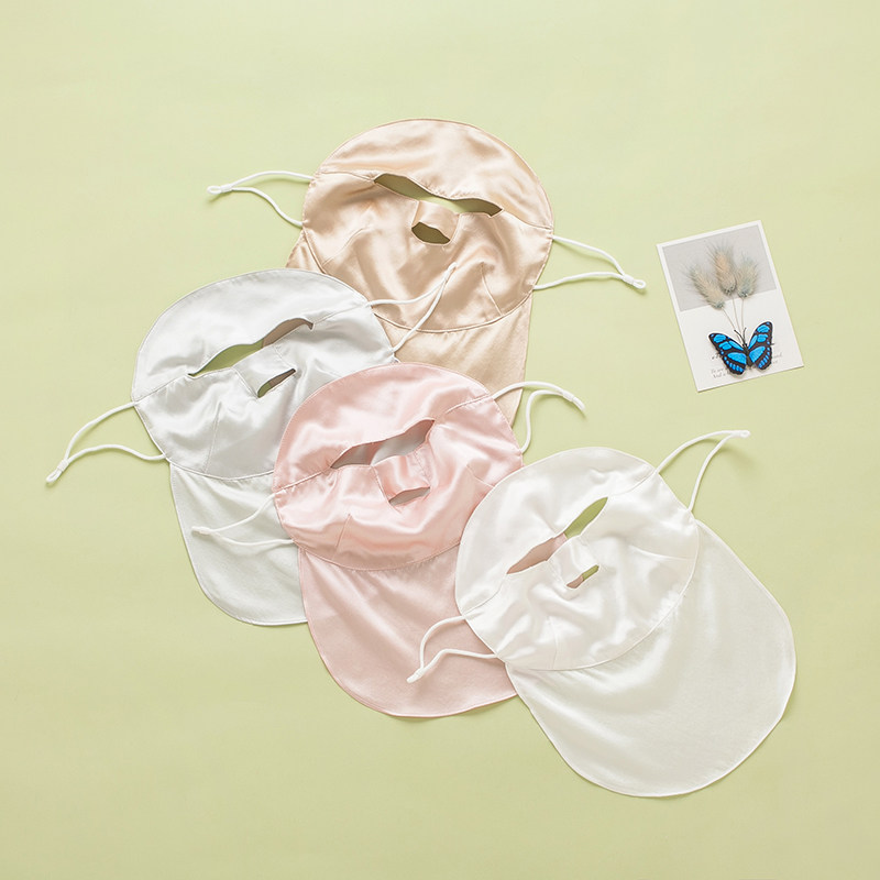 100%桑蚕丝防晒面罩防紫外线油烟全脸护颈薄款遮脸桑蚕丝纯色口罩