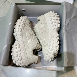 欧洲站巴黎厚底榴莲底老爹鞋 女2025秋网面增高炸街休闲运动轮胎鞋