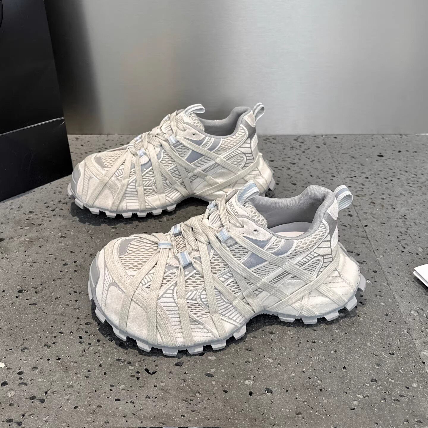 真皮厚底网面巴黎老爹鞋女
