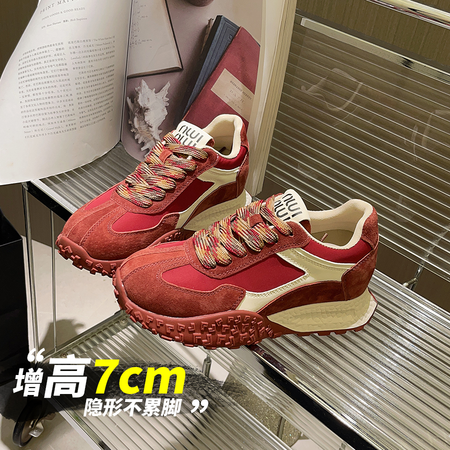 小个子内增高7cm德训鞋女阿甘鞋