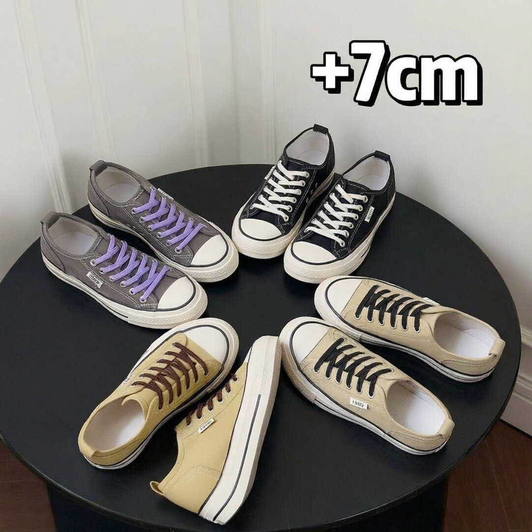 7cm小个子内增高帆布鞋