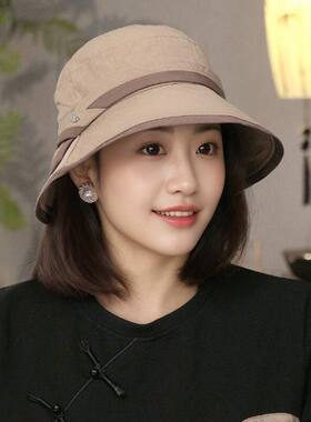 休闲旅行夏季轻薄速干遮阳防晒帽女2026新款洋气渔夫帽子凉帽遮脸