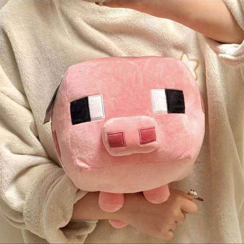 我的世界卡通粉色小猪毛绒玩偶PP棉填充可爱公仔生日礼物